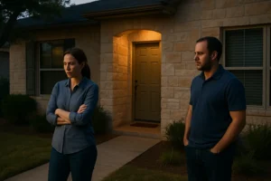 Texas domestic violence charges without injury represented in an Austin home setting